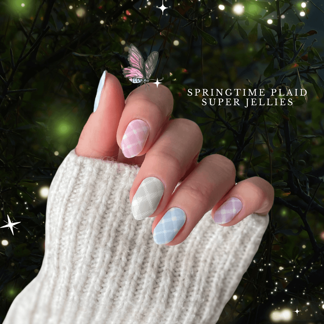 Springtime Plaid | Super Jellies DIY Hard Semi Cured Gel Nail Wraps