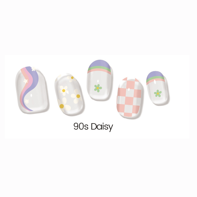 90's Daisy DIY Semi Cured Gel Nail Wraps
