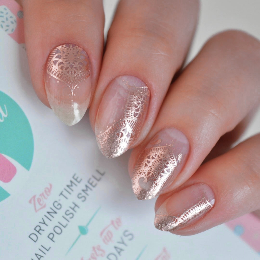 Heiress | Transparent Rose Gold Metallic Mandala Nail Polish Wrap