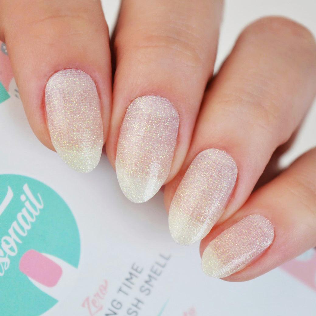 Princess | White Glitter Nail Polish Wraps