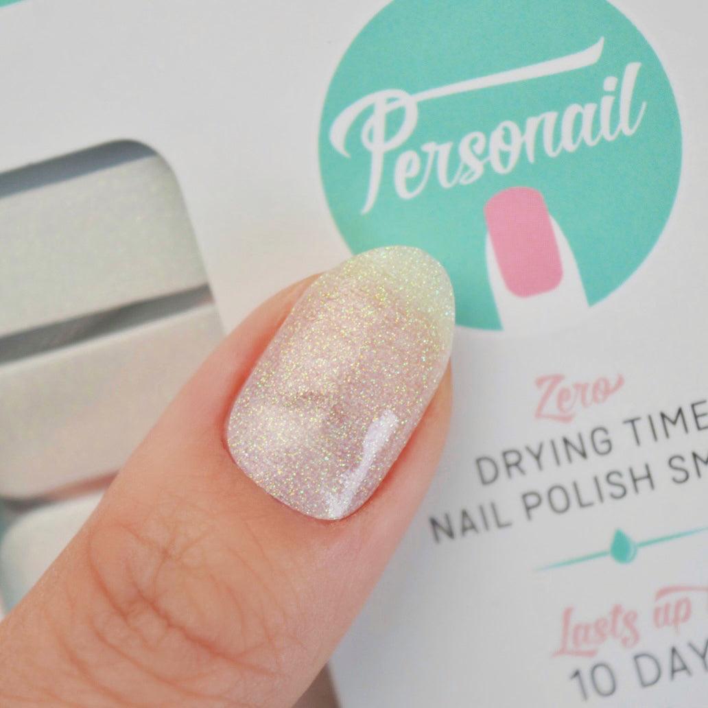 Princess | White Glitter Nail Polish Wraps