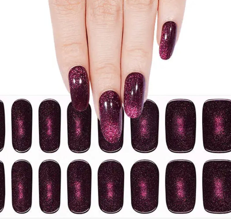 Cat Eye Maroon | Super Jellies DIY Hard Semi Cured Gel Nail Wraps