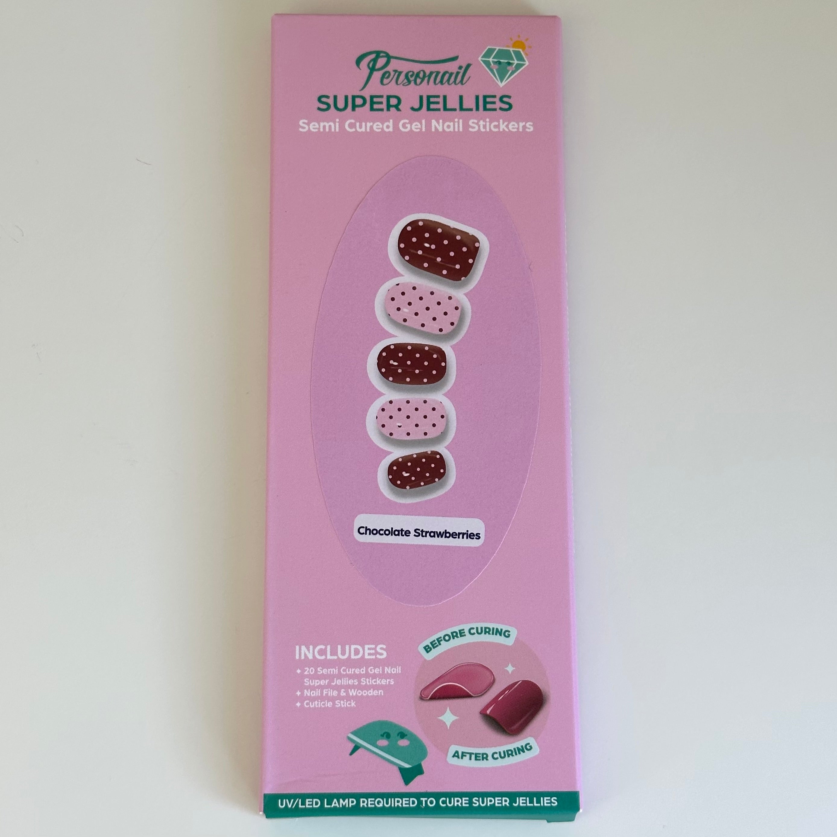 Chocolate Strawberries | Super Jellies DIY Hard Semi Cured Gel Nail Wraps
