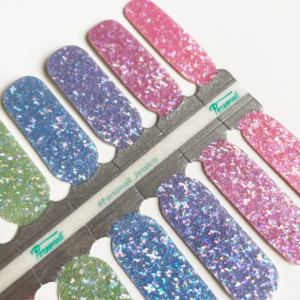 Jessica | Multi Rainbow Glitter Nail Polish Wraps
