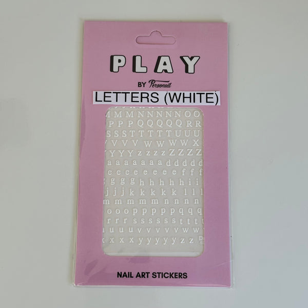 Letters White PLAY Nail Art Sticker