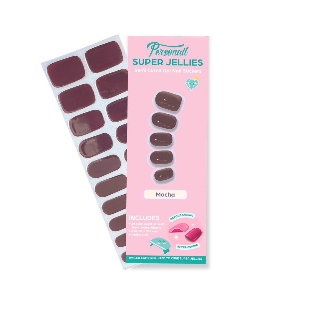 Mocha | Super Jellies DIY Hard Semi Cured Gel Nail Wraps