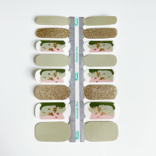 Olive | Green with Glitter Nail Polish Wraps