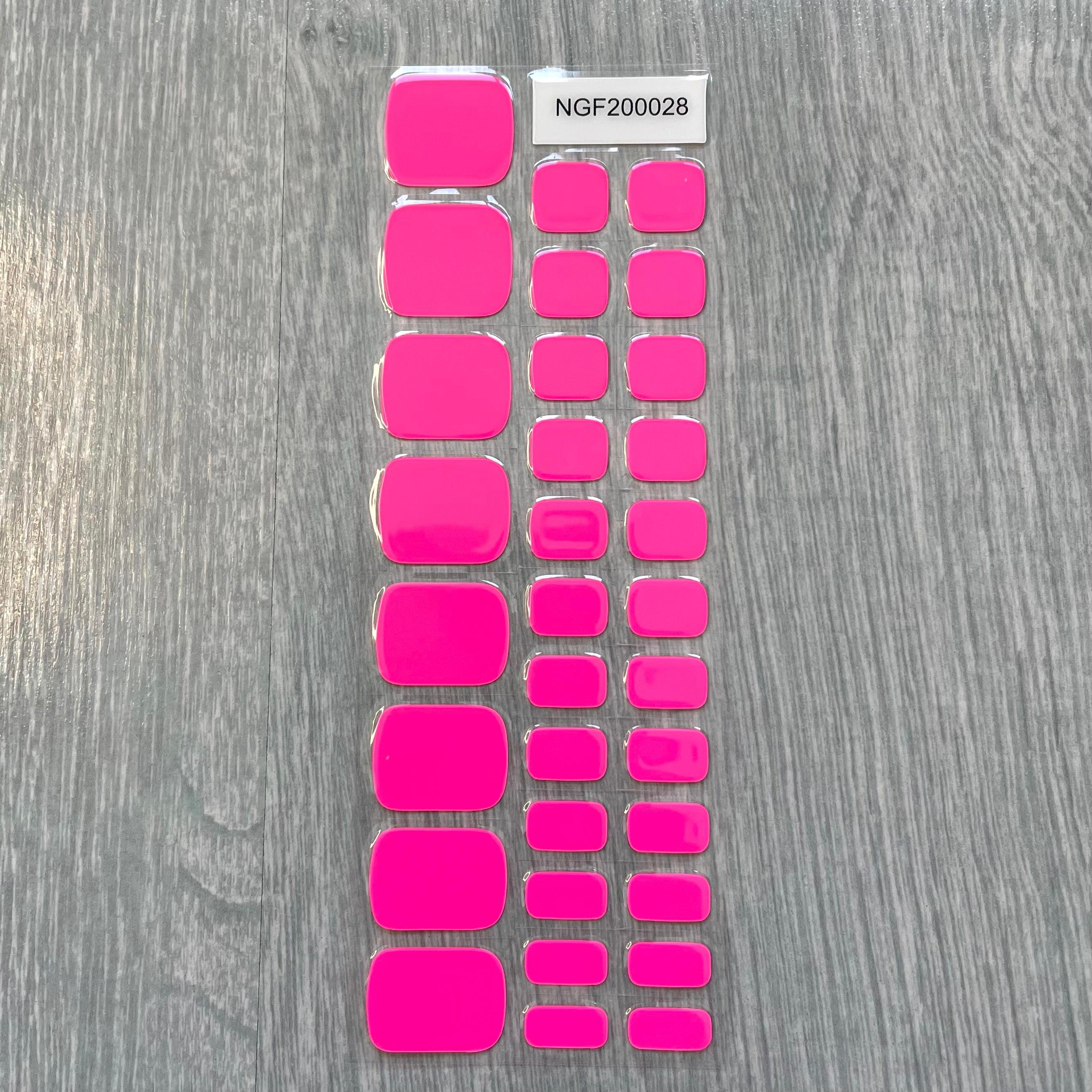 (Pedi/Toes) Pink Voltage Semi Cured Gel Nail Wraps