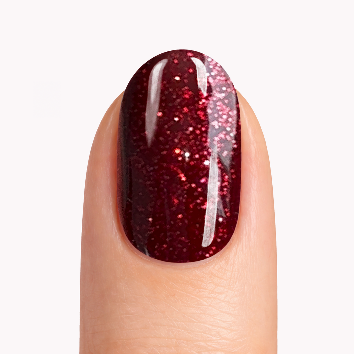 Single nail with Suzy deep red glitter gel