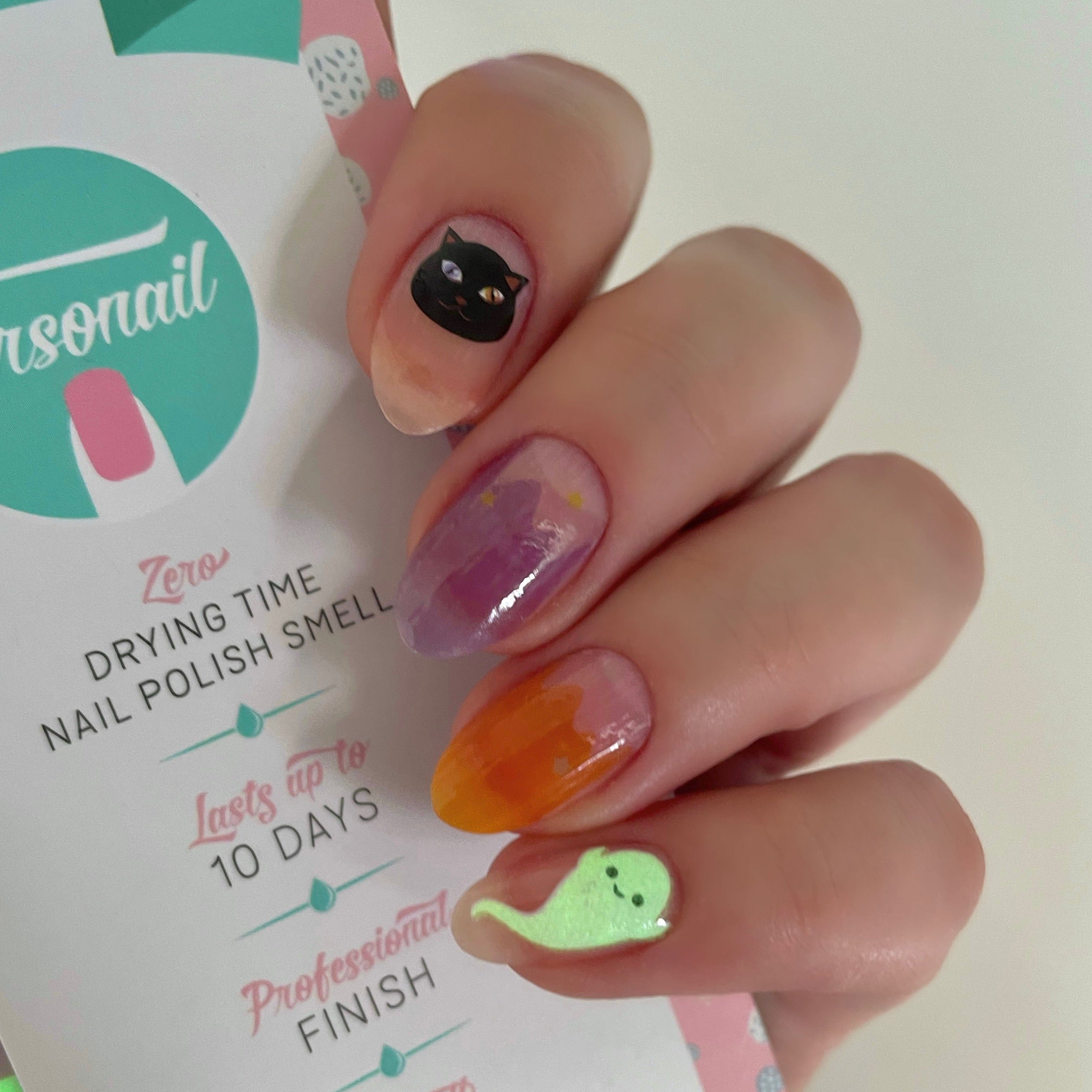 Halloween | Glow in the Dark Ghost Nail Polish Wrap