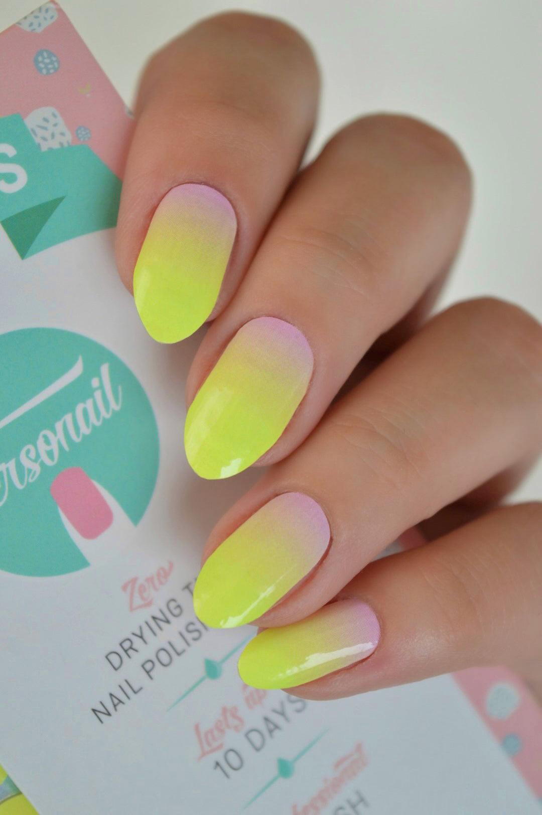 Neon Tips | Ombre Yellow Neon Nail Polish Wraps