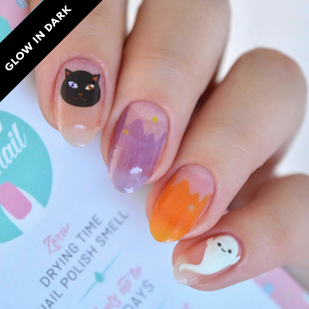 Halloween | Glow in the Dark Ghost Nail Polish Wrap
