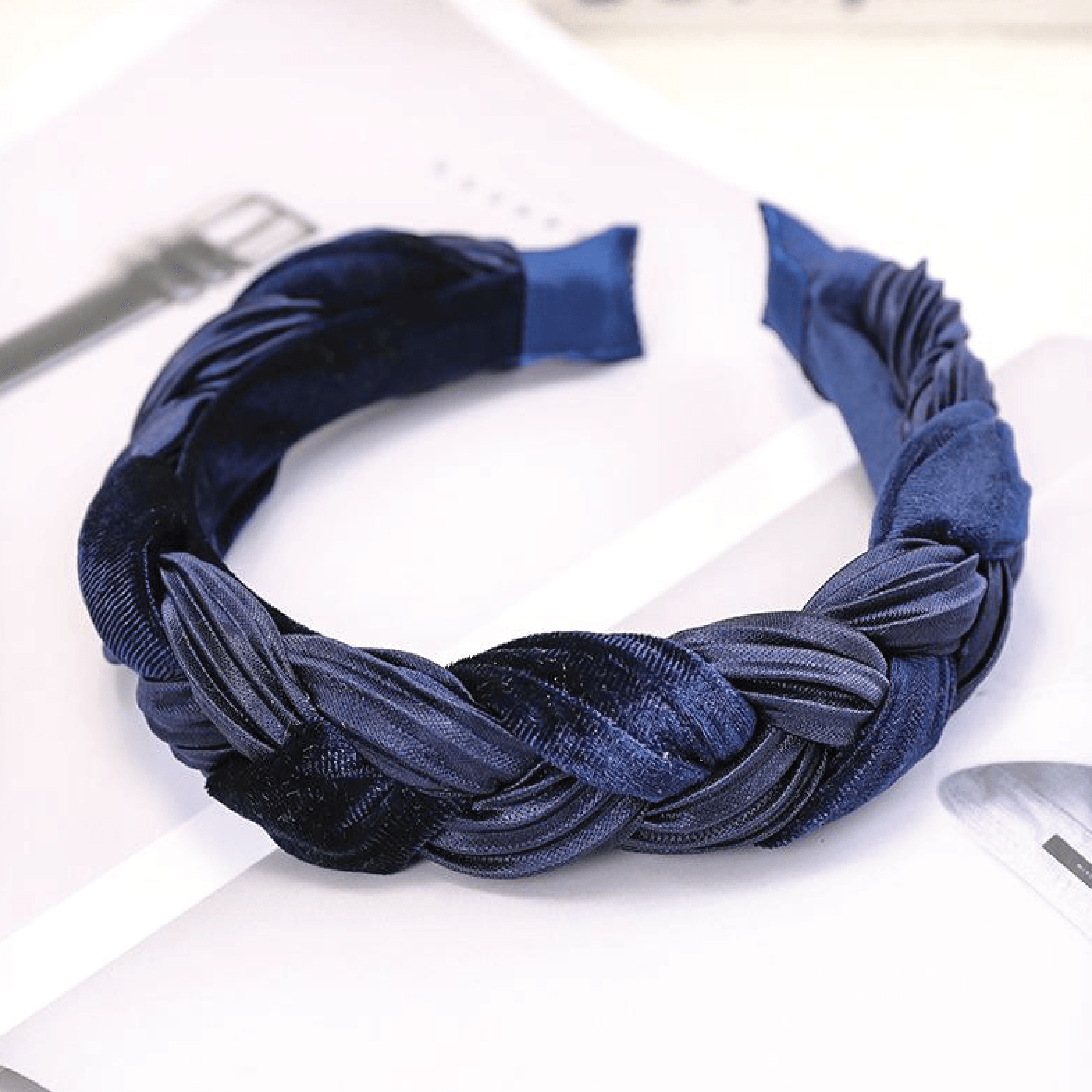 Personail headband Gillian Braided Navy Blue Headband