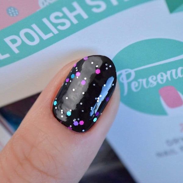 Personail Nail Wraps Liv Black Glitter