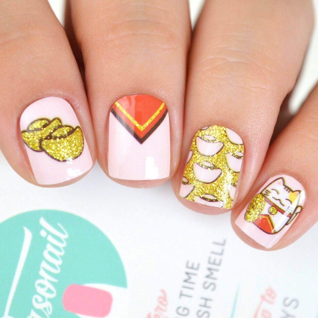 Personail Nail Wraps Lucky Cat