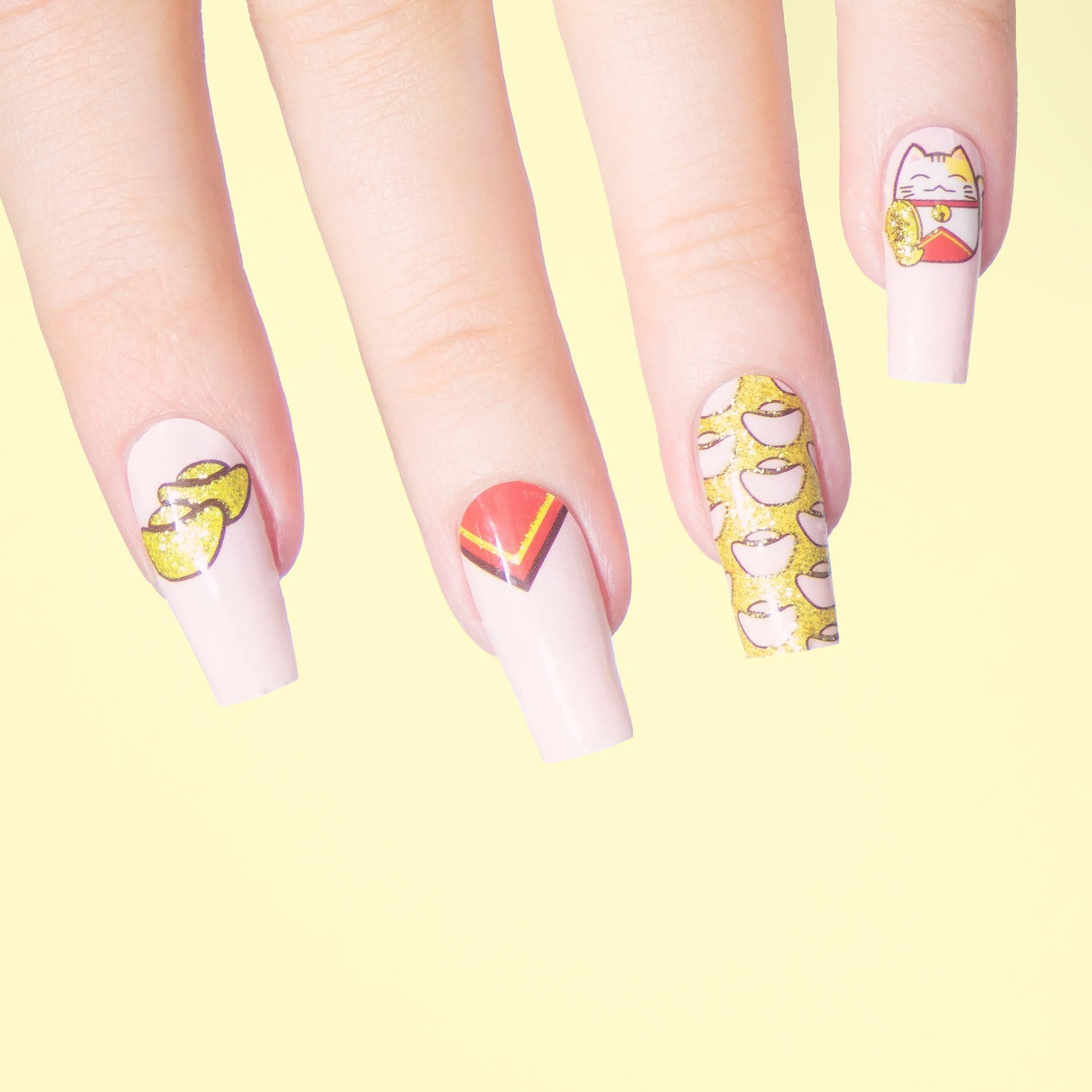 Personail Nail Wraps Lucky Cat