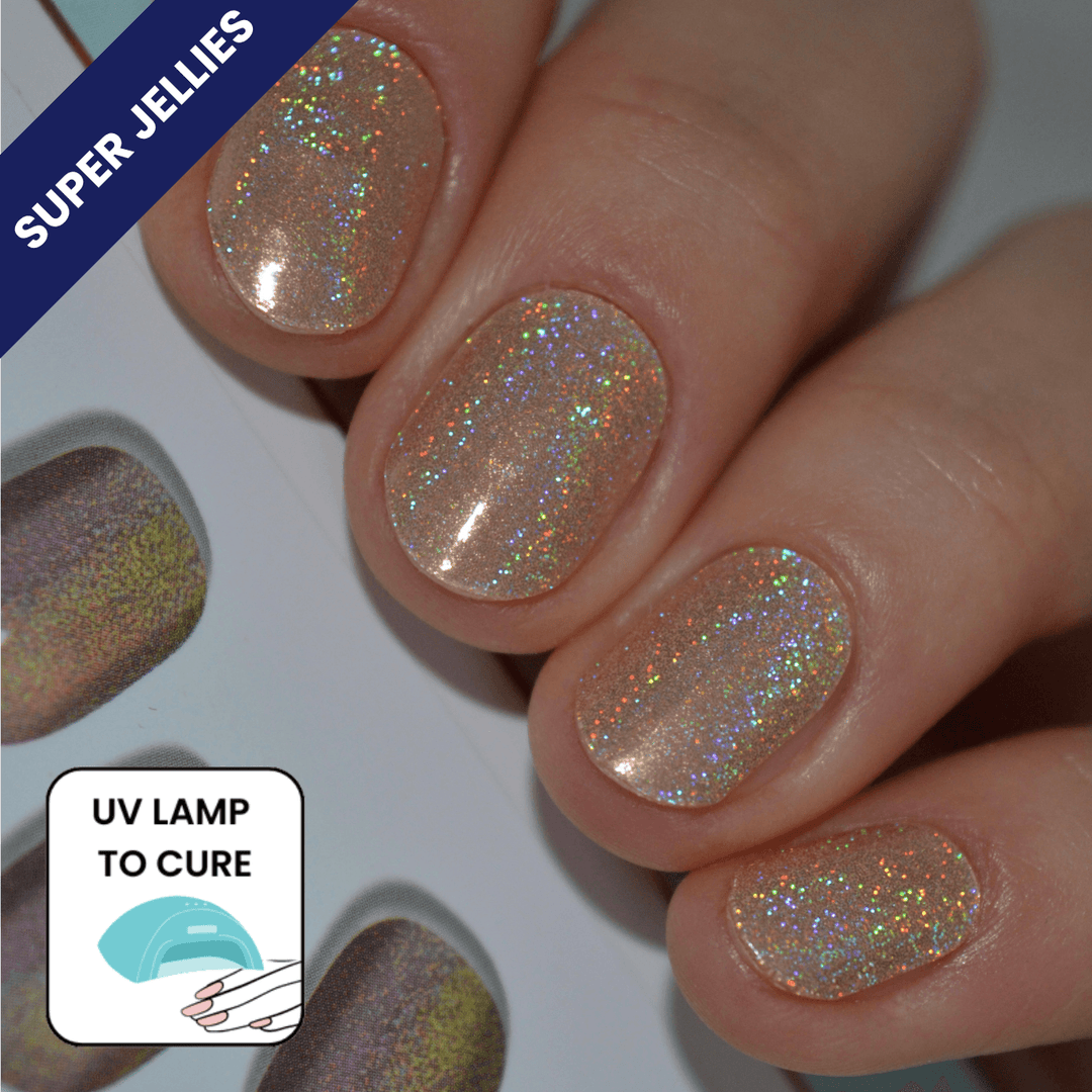 Holo Holo (Champagne)| Super Jellies DIY Hard Semi Cured Gel Nail Wraps