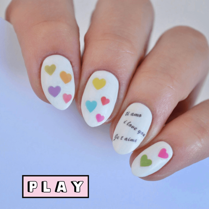 Colourful Love Heart Nail Art Themed Design Personail