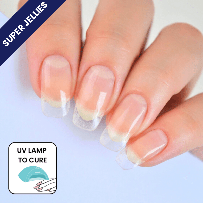 Clear Gel (Extra Hard) | (Stop Nail Biting & Grow our weak nails ) Super Jellies DIY Hard Semi Cured Gel Nail Wraps