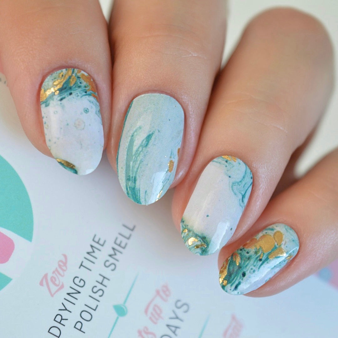 Foam | Green Swirl Marble Nail Polish Wrap