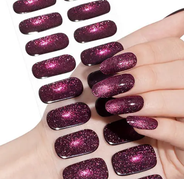 Cat Eye Maroon | Super Jellies DIY Hard Semi Cured Gel Nail Wraps