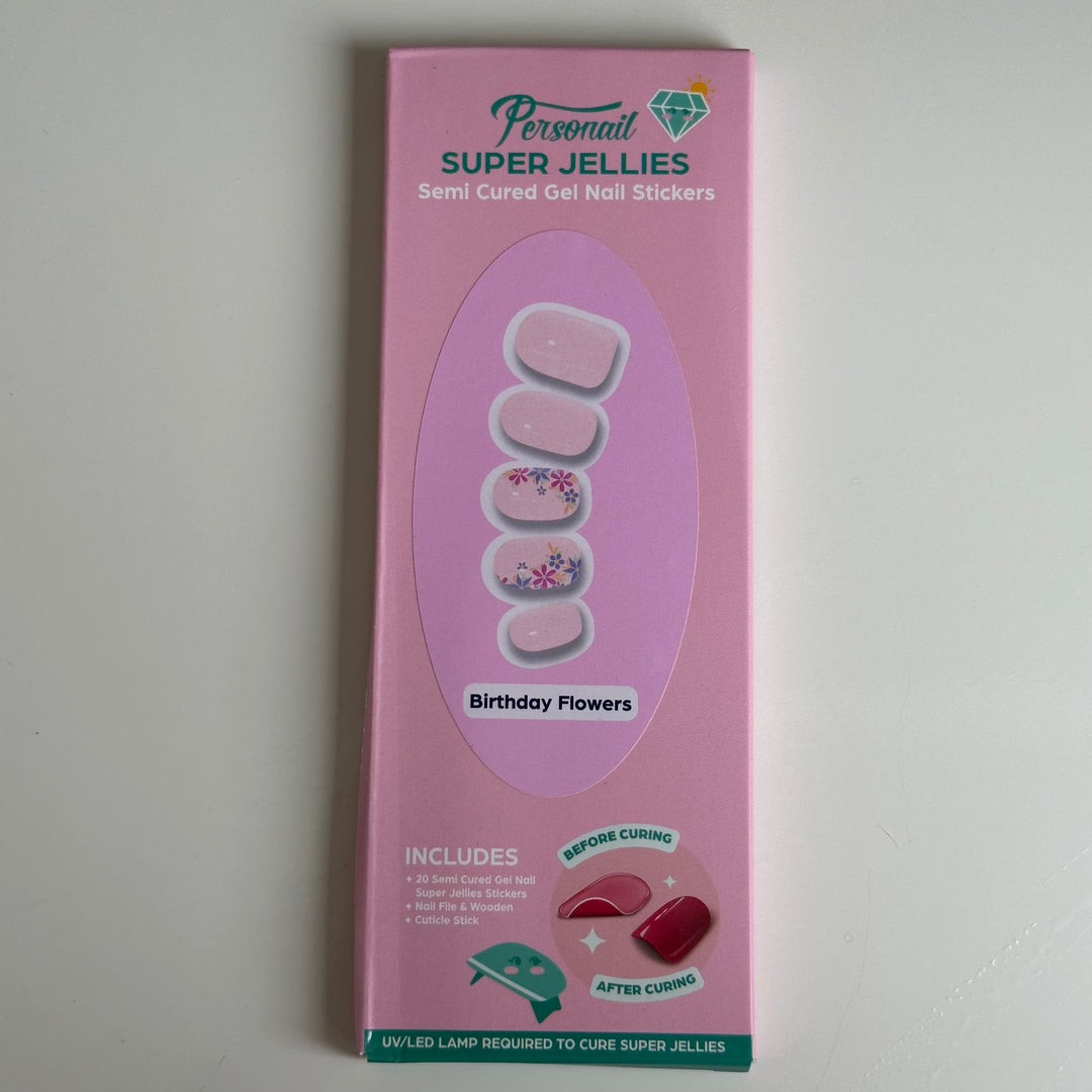 Birthday Flowers | Super Jellies DIY Hard Semi Cured Gel Nail Wraps