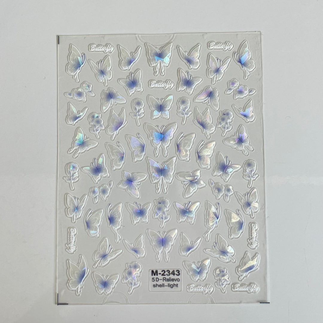 Blue Holofly Nail Art Sticker
