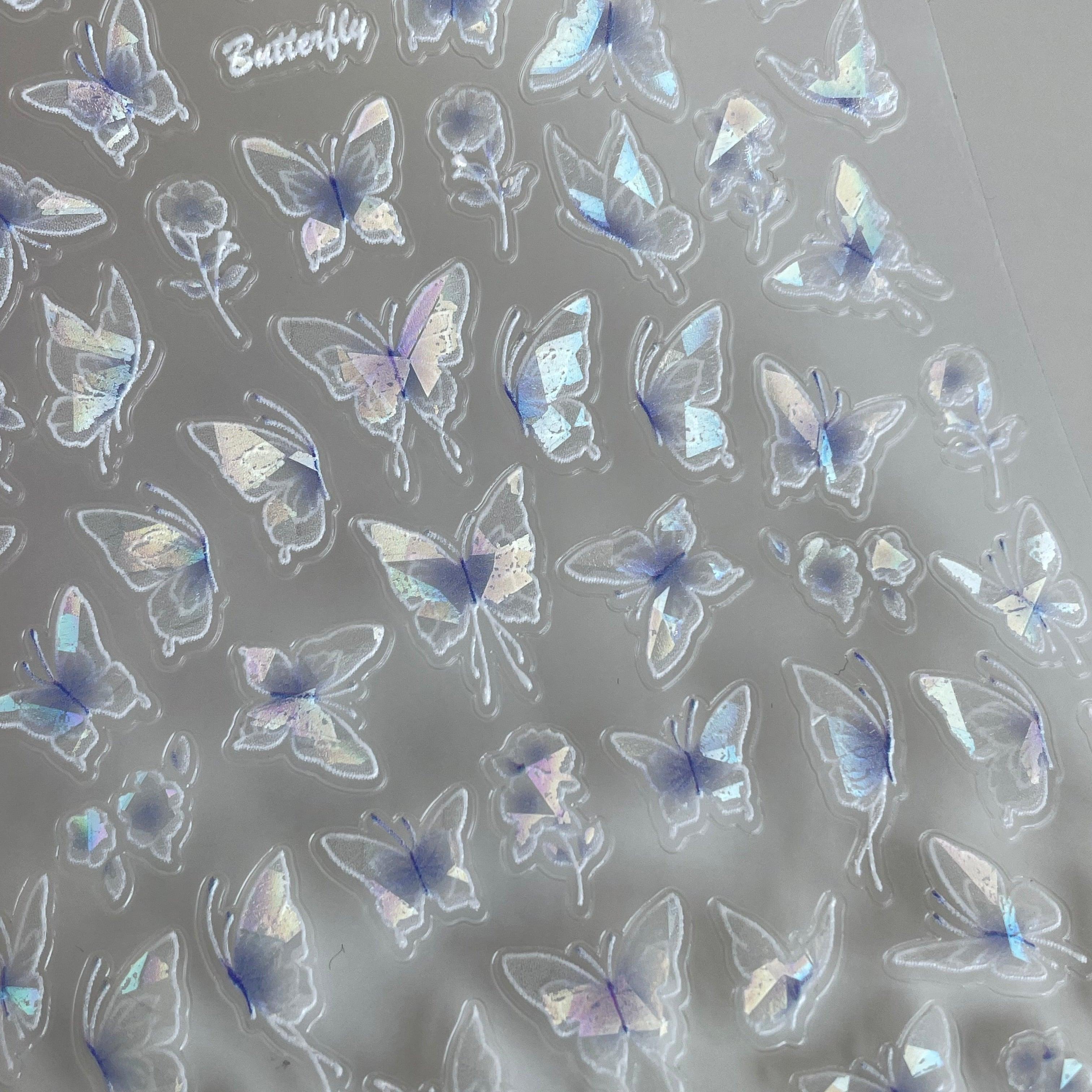 Blue Holofly Nail Art Sticker