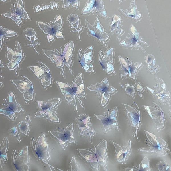 Blue Holofly Nail Art Sticker