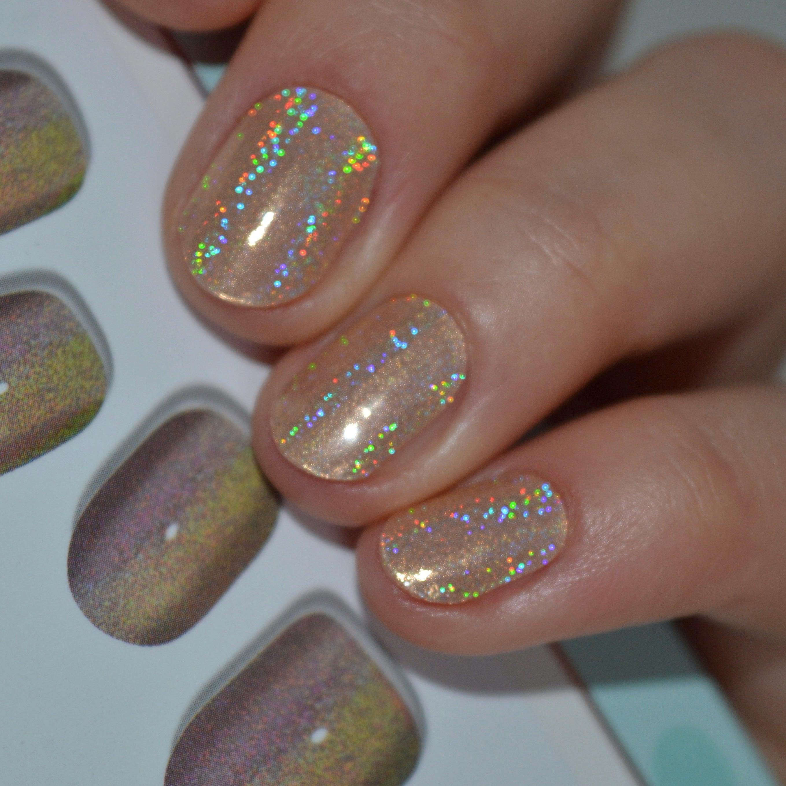 Holo Holo (Champagne)| Super Jellies DIY Hard Semi Cured Gel Nail Wraps