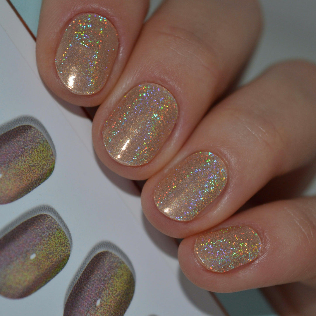 Holo Holo (Champagne)| Super Jellies DIY Hard Semi Cured Gel Nail Wraps