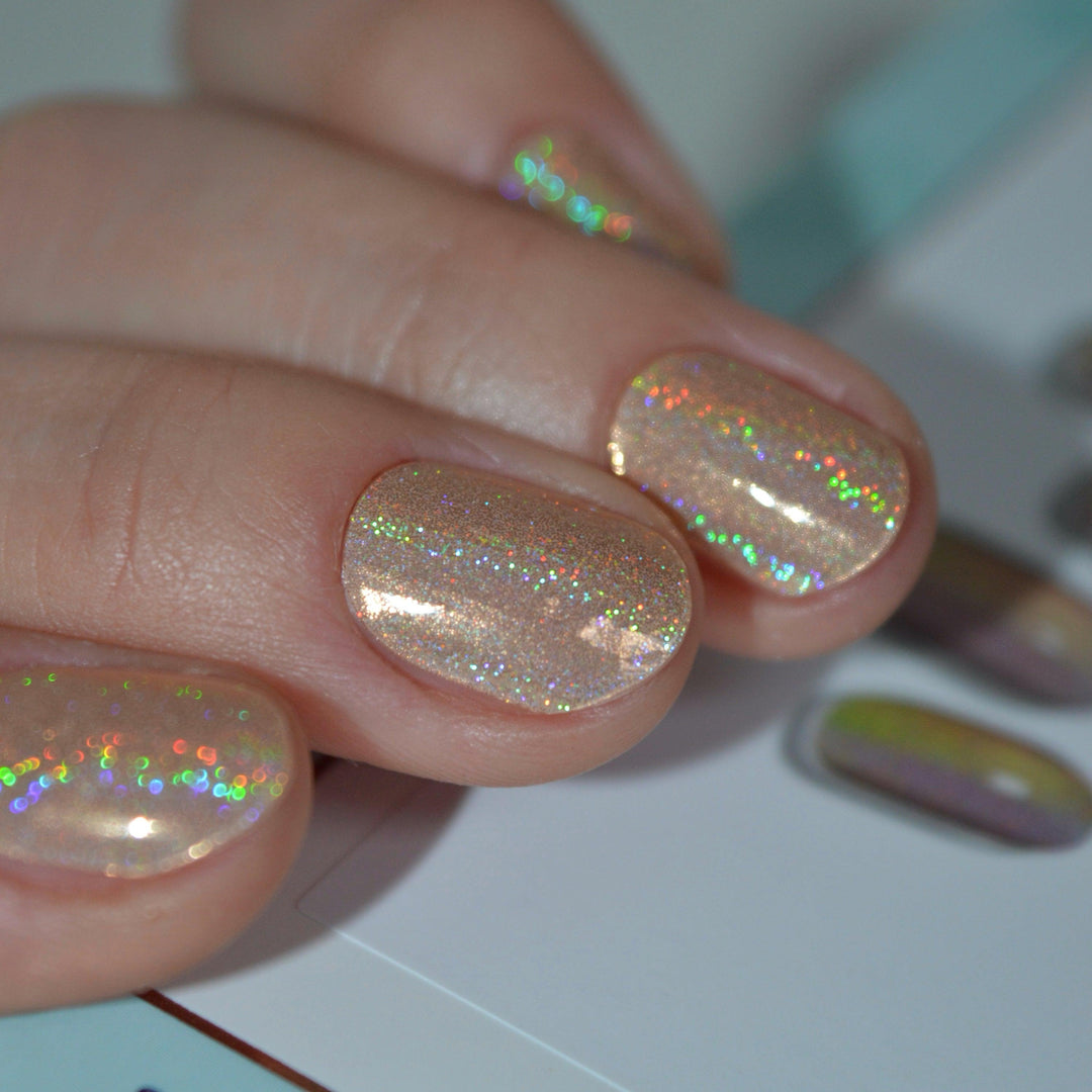 Holo Holo (Champagne)| Super Jellies DIY Hard Semi Cured Gel Nail Wraps