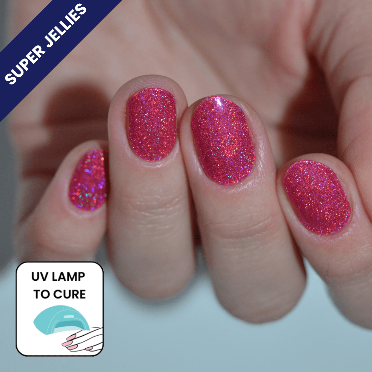 Holo Holo (Magenta) | Super Jellies DIY Hard Semi Cured Gel Nail Wraps