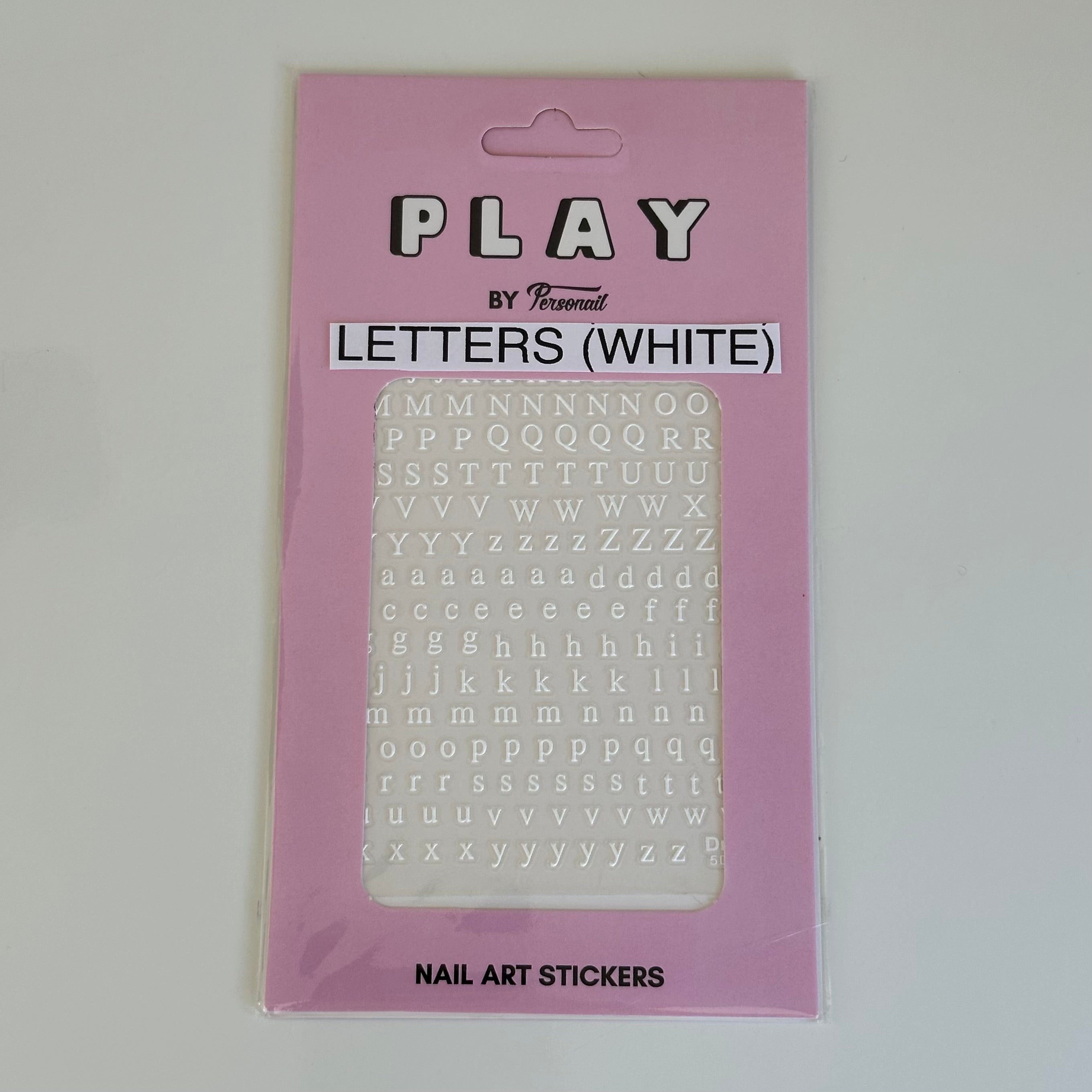 Letters White 3D PLAY Nail Art Sticker