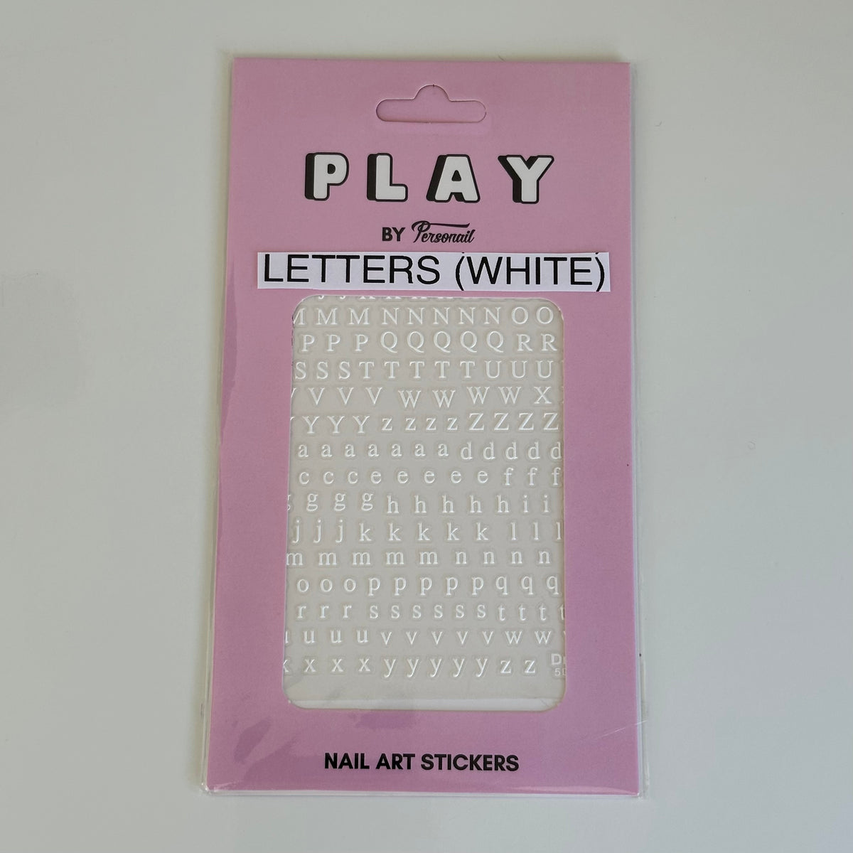 Letters White PLAY Nail Art Sticker