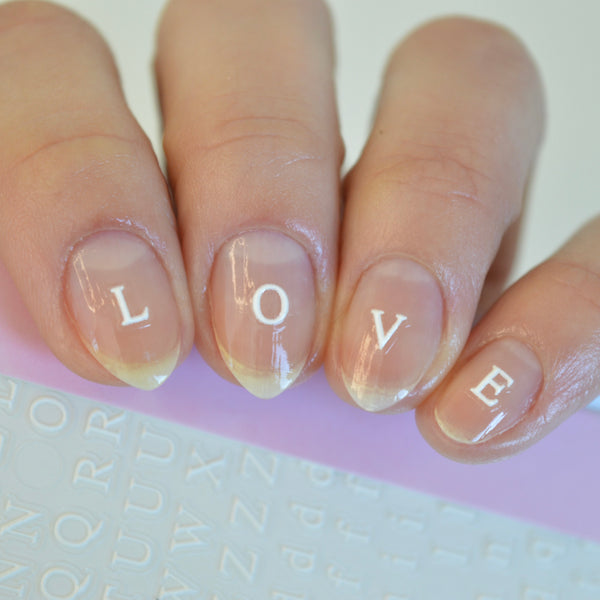 Letters White PLAY Nail Art Sticker