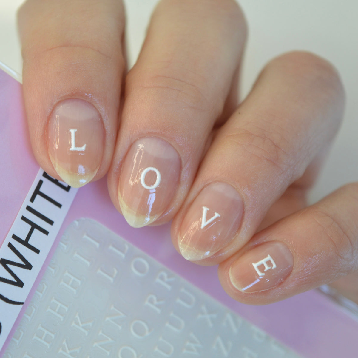 Letters White PLAY Nail Art Sticker