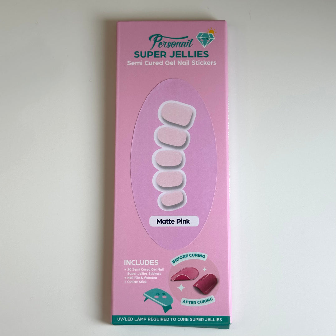 Matte Pink | Super Jellies DIY Hard Semi Cured Gel Nail Wraps