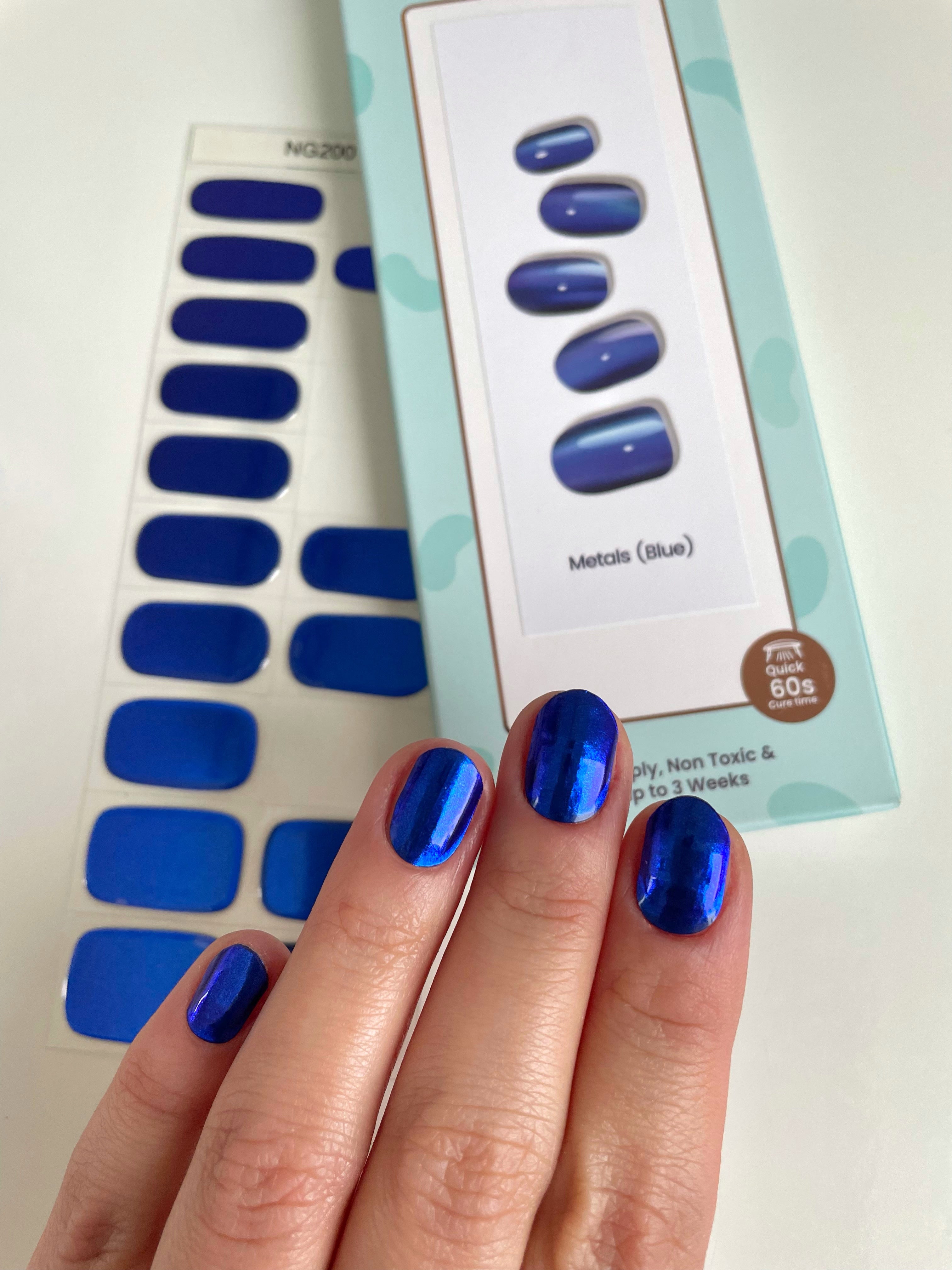 Metals (Blue) Super Jellies DIY Semi Cured Gel Nail Wraps