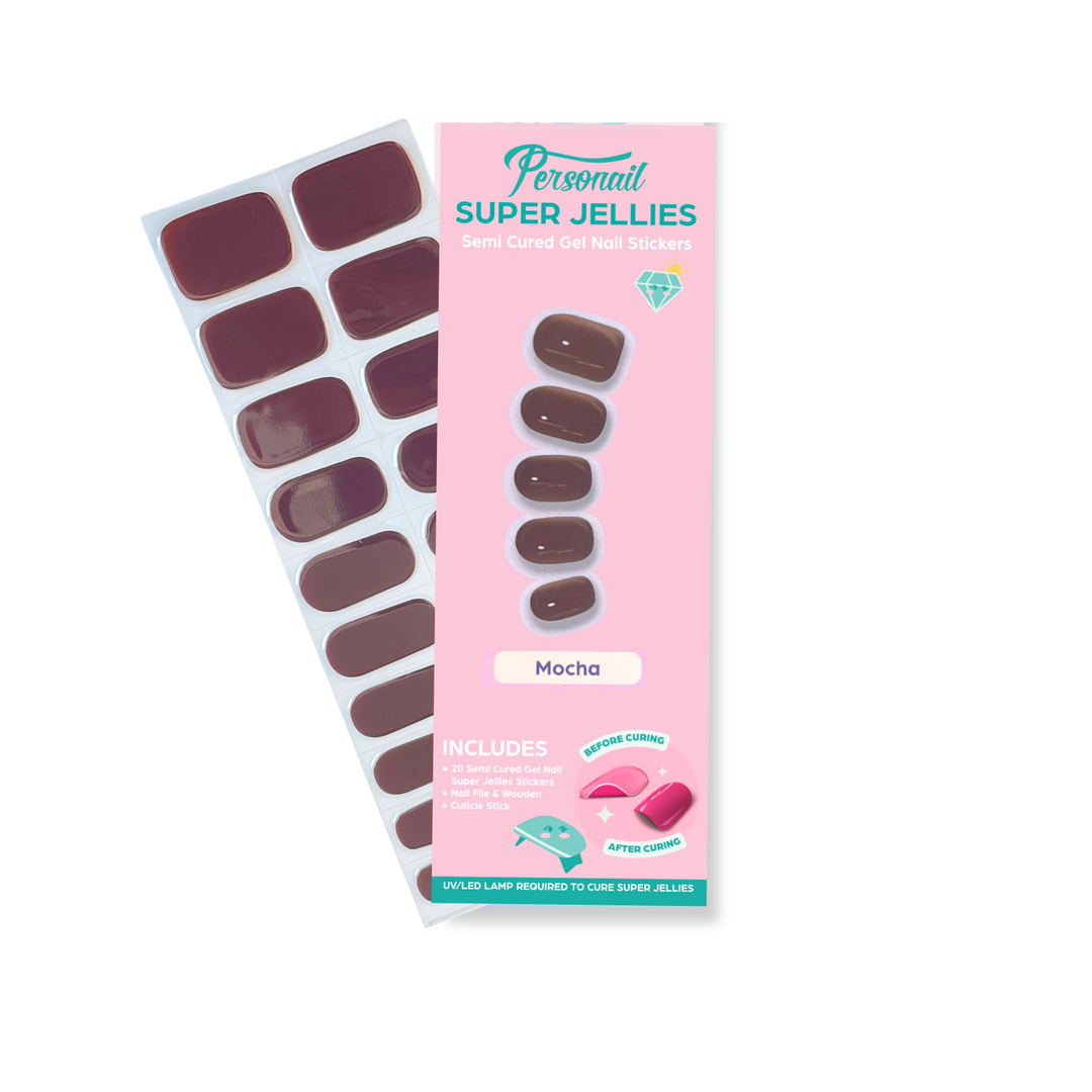 Mocha | Super Jellies DIY Hard Semi Cured Gel Nail Wraps