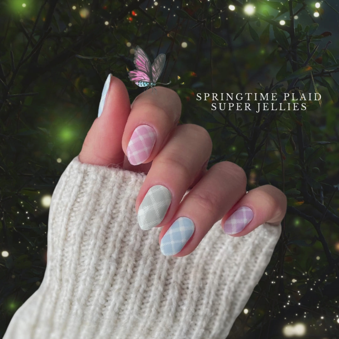 Springtime Plaid | Secret Garden Super Jellies DIY Hard Semi Cured Gel Nail Wraps
