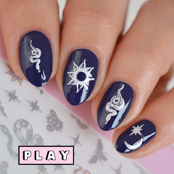 Silver Serpent PLAY Nail Art Sticker