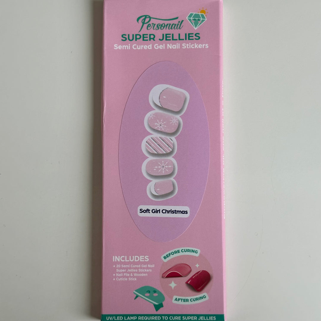 Soft Girl Christmas | Super Jellies DIY Hard Semi Cured Gel Nail Wraps
