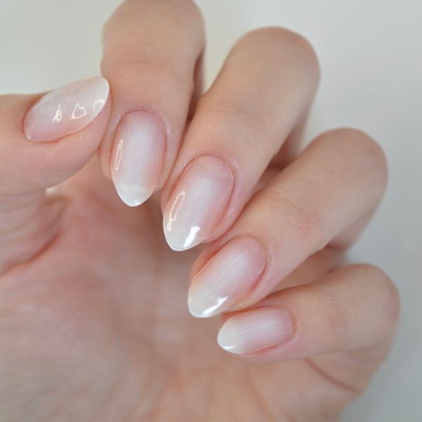 Timeless milky white to pink ombre gel nails