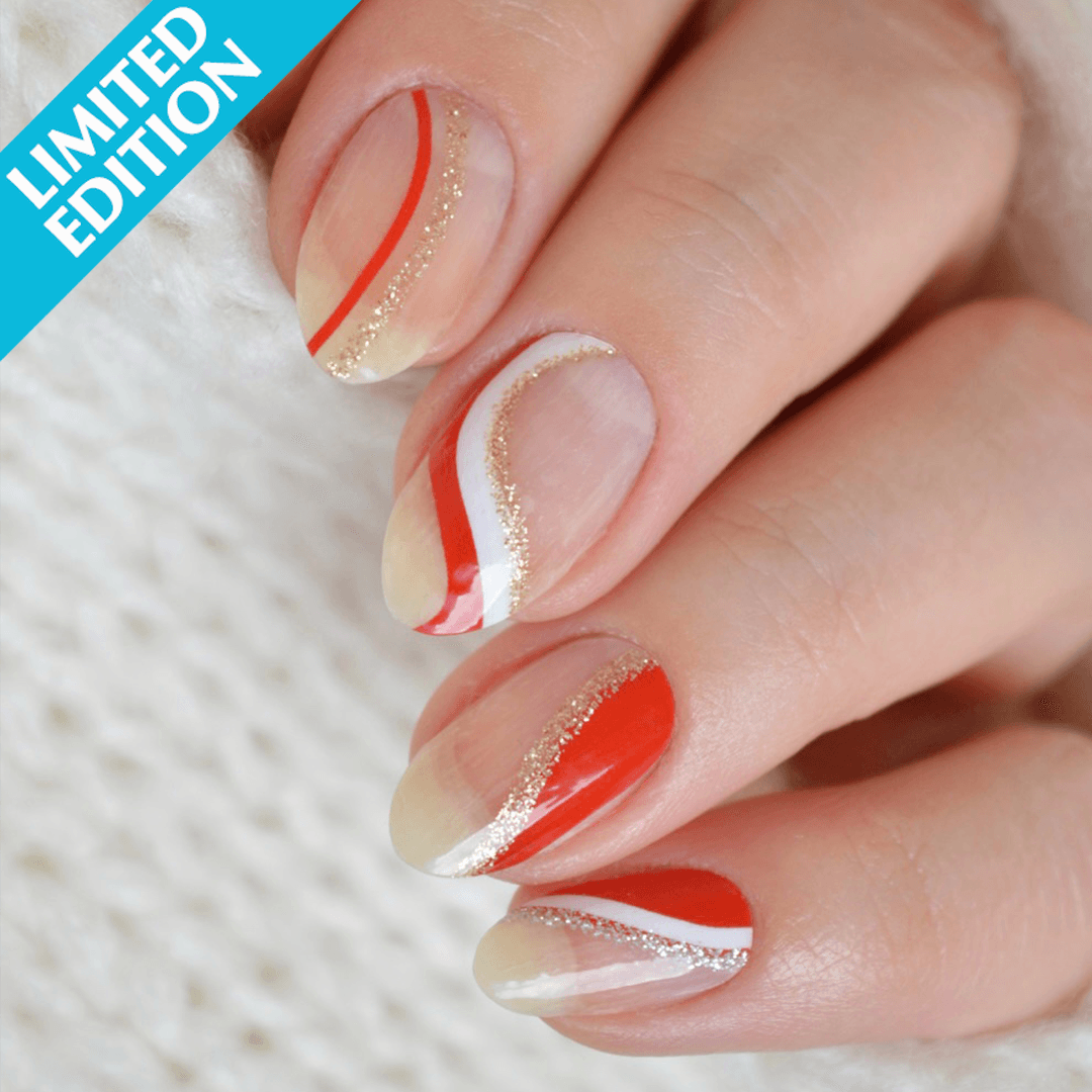 [COLLAB] Candy Cane Nail Wraps Christmas Nail Wrap