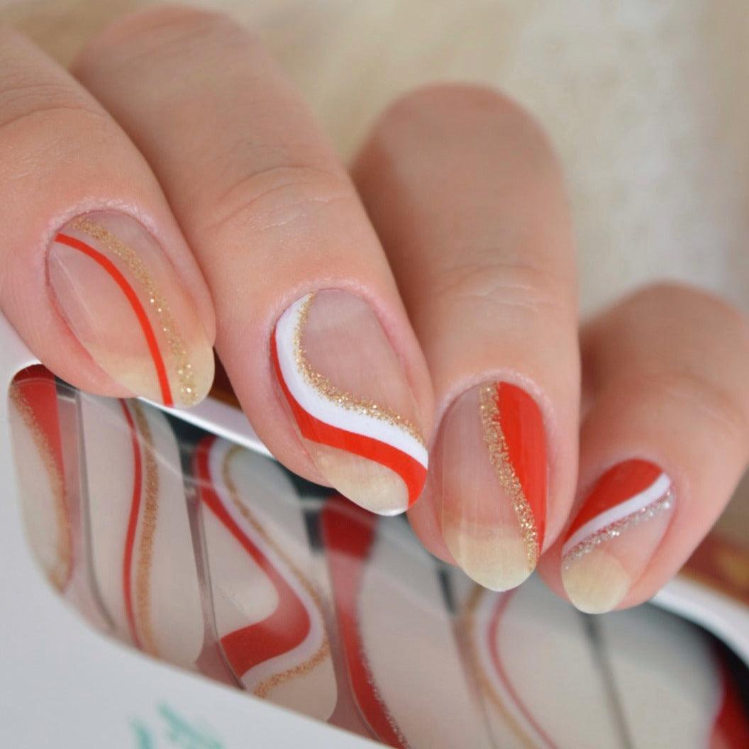 [COLLAB] Candy Cane Nail Wraps Christmas Nail Wrap