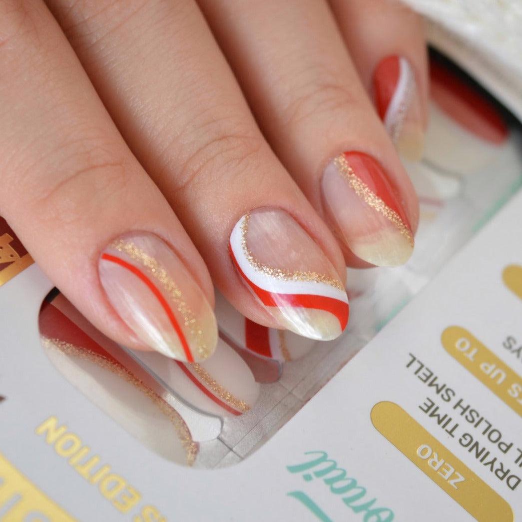 [COLLAB] Candy Cane Nail Wraps Christmas Nail Wrap