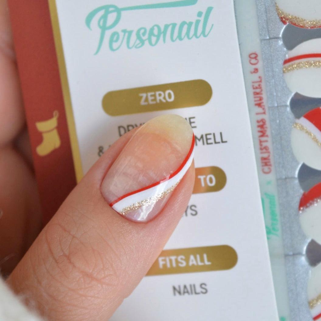 [COLLAB] Candy Cane Nail Wraps Christmas Nail Wrap