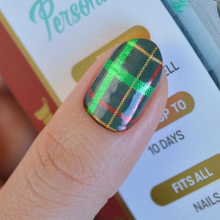 Holiday| Green Tartan Christmas Nail Polish Wrap