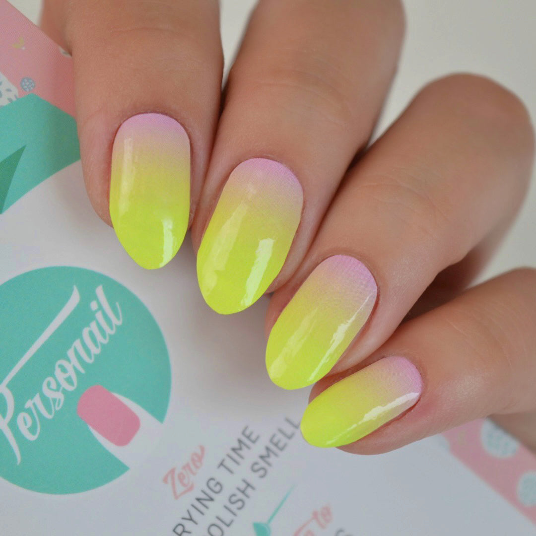 Neon Tips (NO PACKAGING)  | Ombre Yellow Neon Nail Polish Wraps